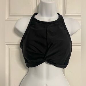 SHADE & SHORE Black Halter Twisted Front Tankini